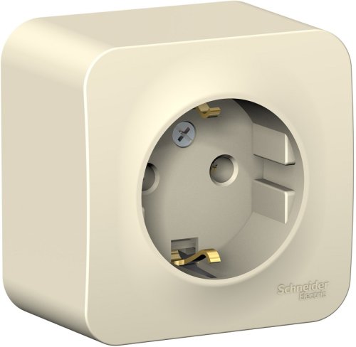 Розетка с заземлением накладная Systeme Electric Blanca 1-м. молочный картинка